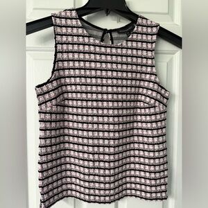 Banana Republic Bouclé Shell Black White Pink Grid Pattern NWT Size 4
